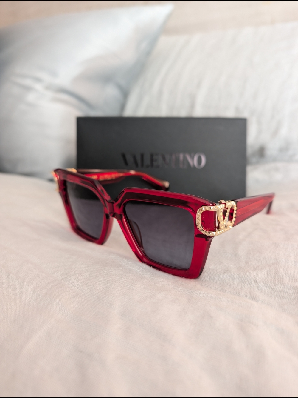 NIB Valentino V-Uno Red Gold Sunglasses VLS-107D-55 Made in Japan MSRP $790